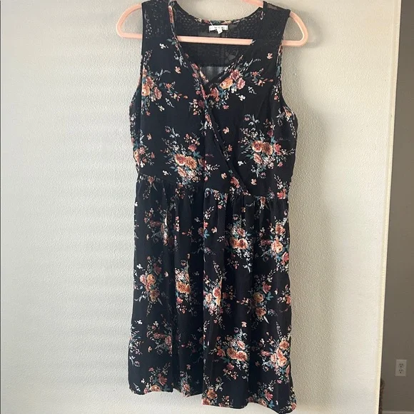 Morphe Black Floral Mini Dress Size Large - Picture 2 of 5